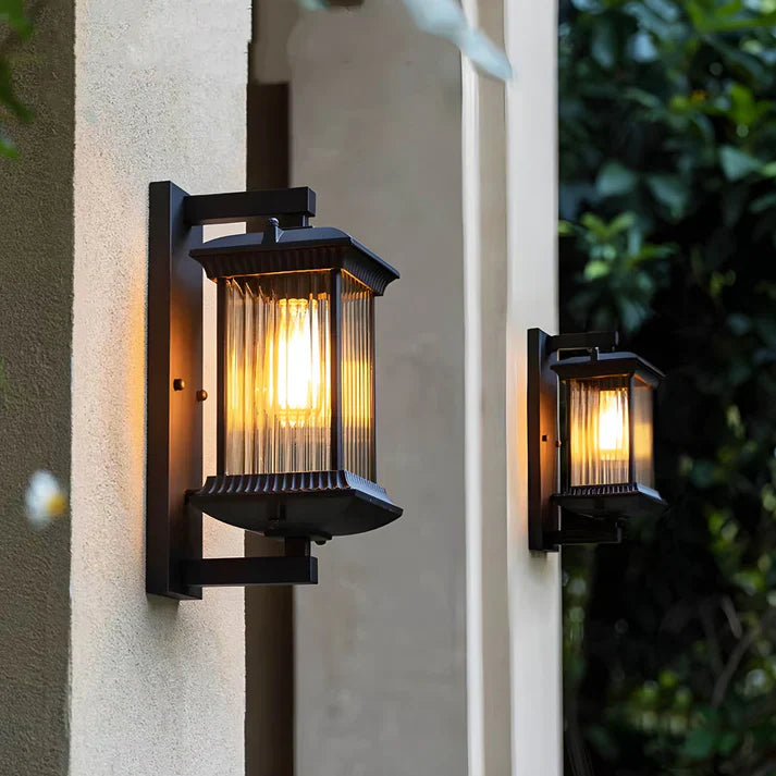 Elegant Rectangular Lantern-Style Glass Wall Light