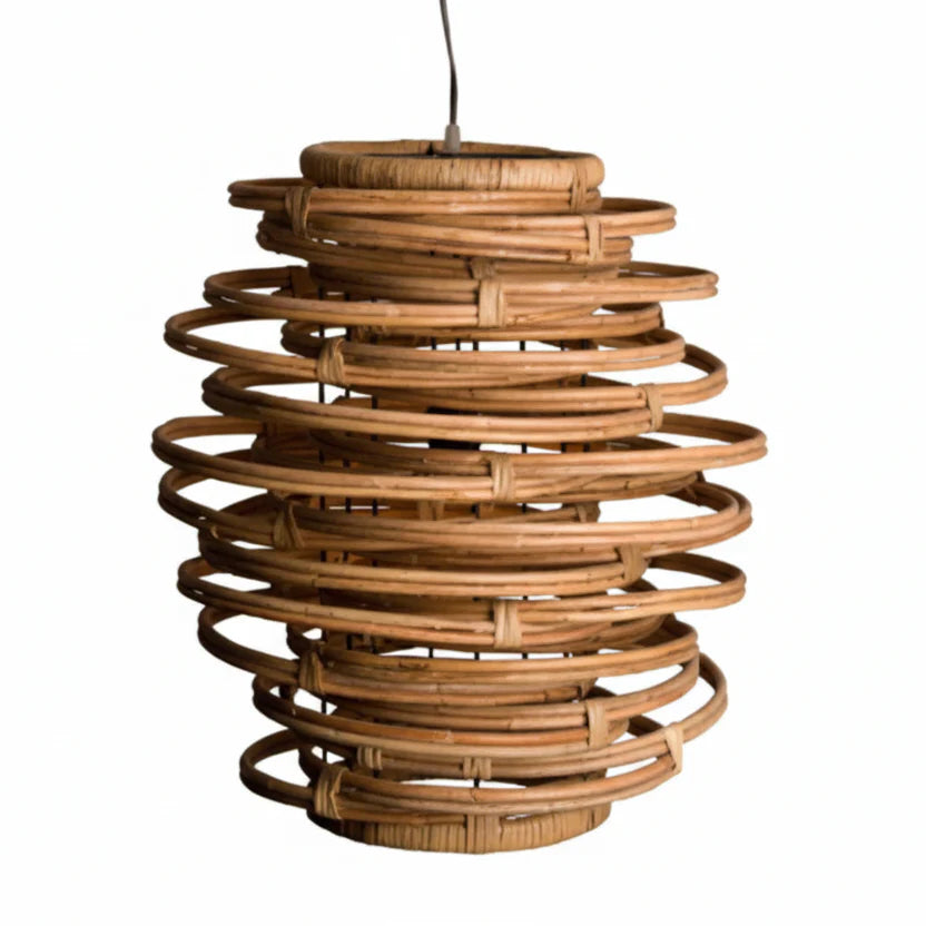 Tyzi Spiral Rattan Pendant Light | Celestre