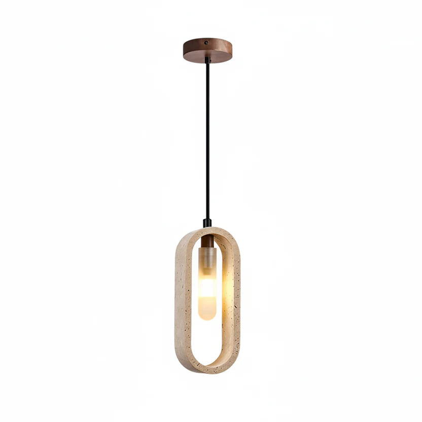 Auro Travertine Oval Pendant Light Default | Celestre