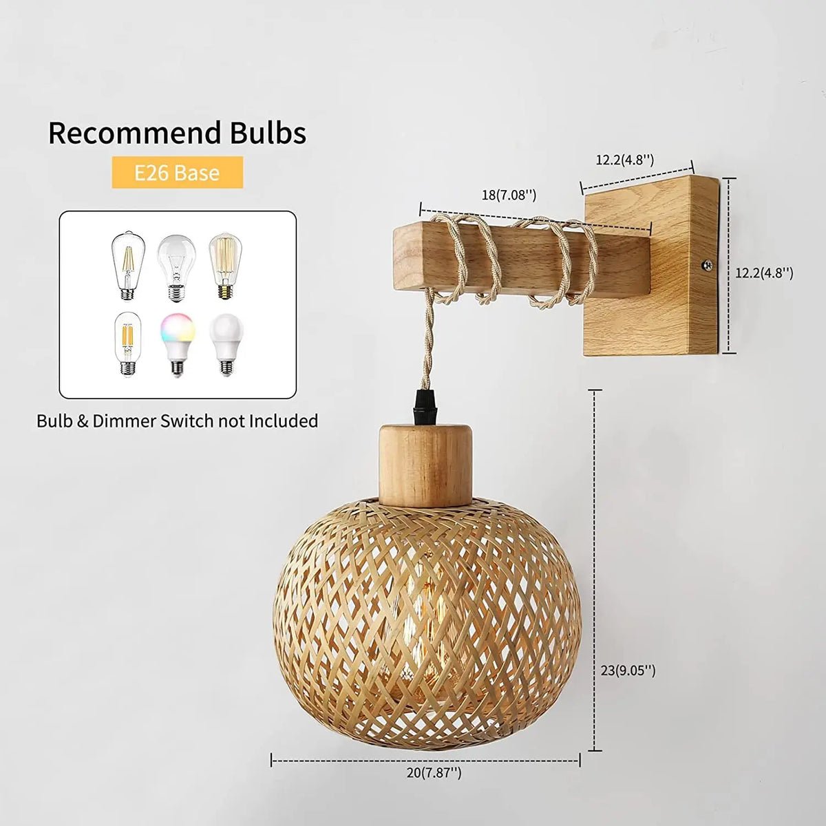 Applique Murale en Bois avec Abat-jour en Bambou | ZYDO