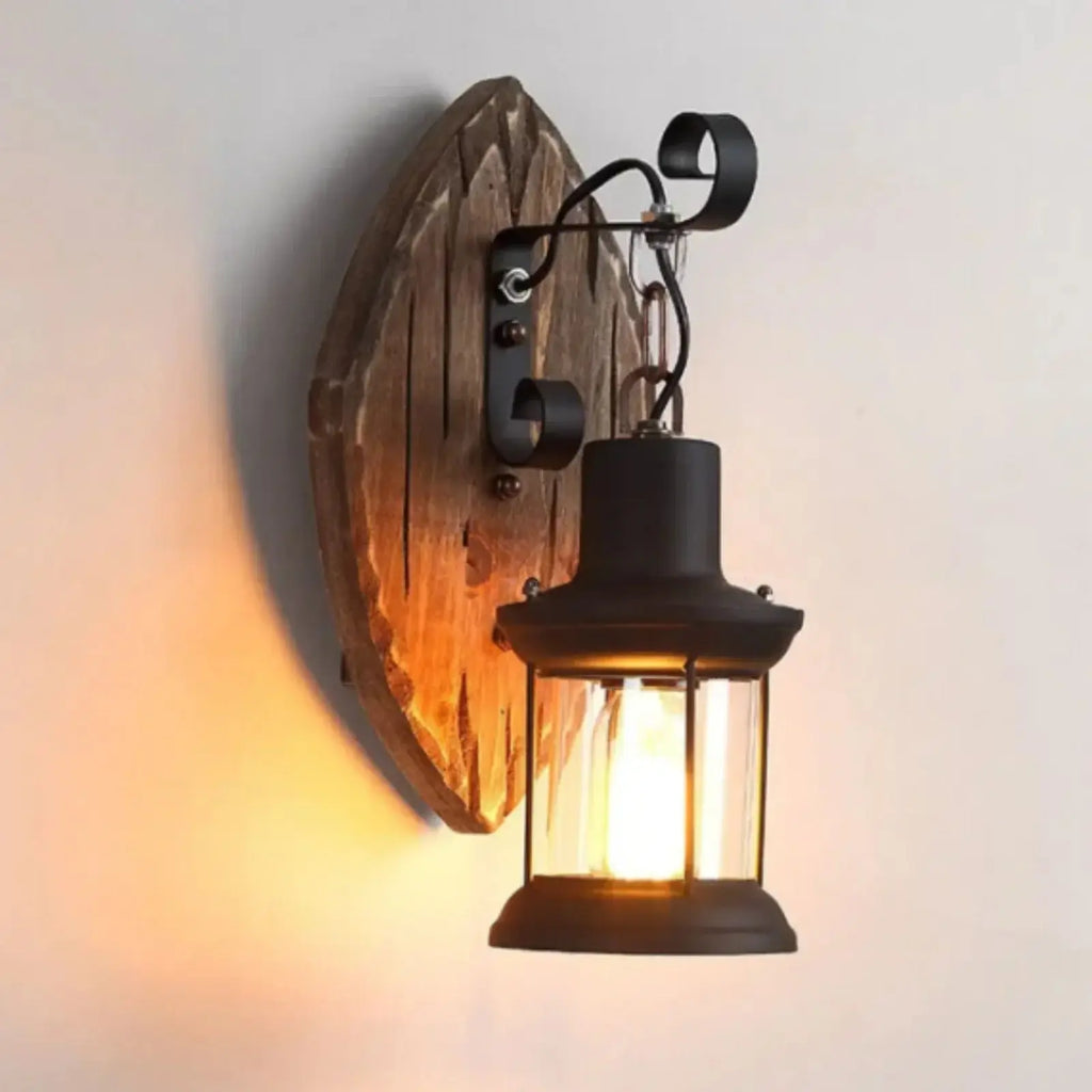 Applique Murale en Bois Industrielle et Métal Noir | KVALI