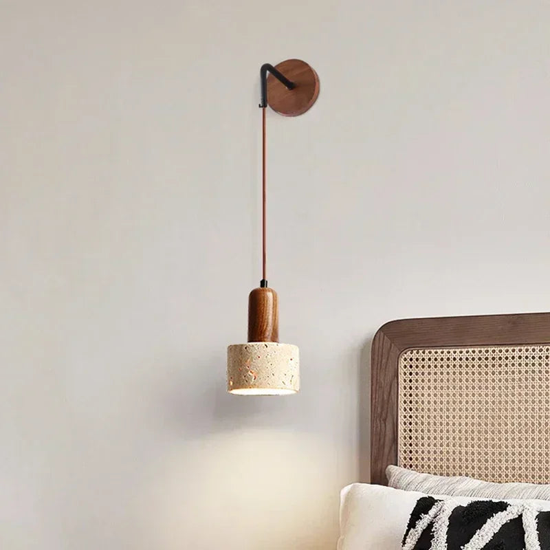 Applique murale en bois clair et terrazzo beige, style naturel épuré, modèle style-naturel