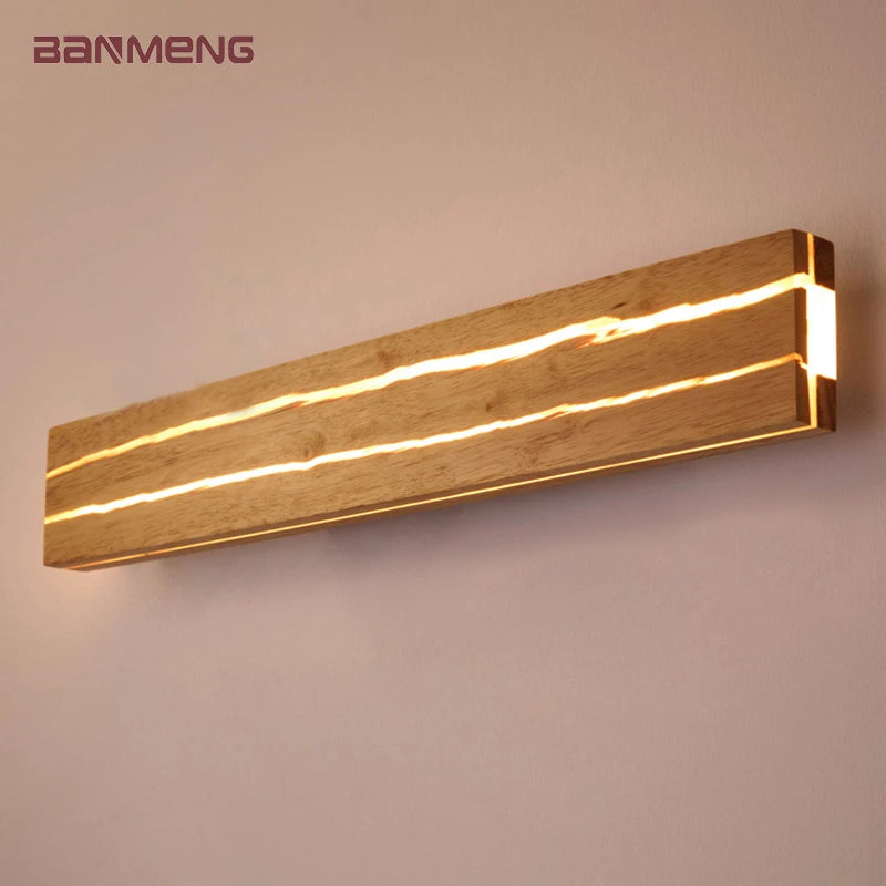 Applique Murale en Bois Rectangulaire à Fissures Lumineuses | BMEN