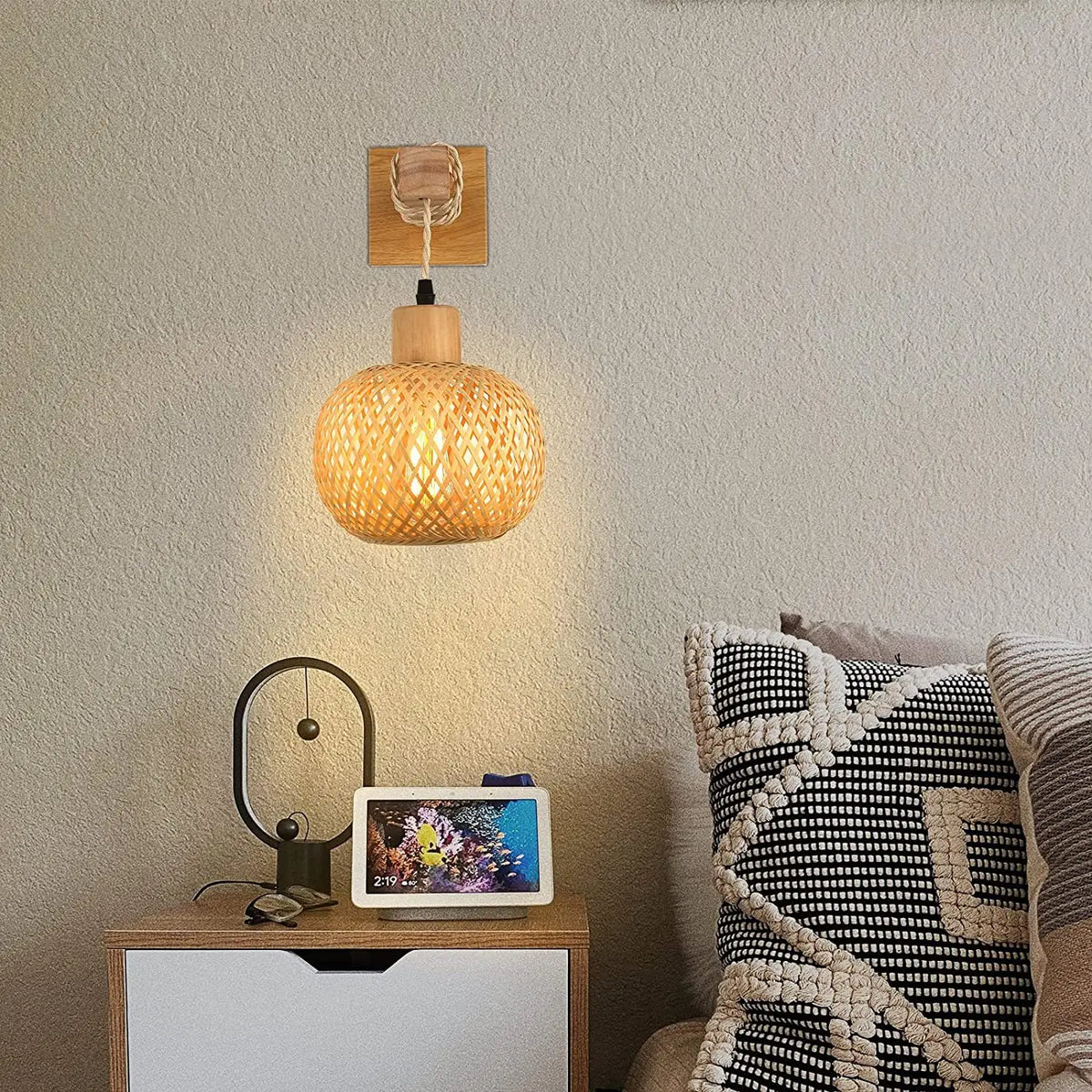 Applique Murale en Bois avec Abat-jour en Bambou | ZYDO